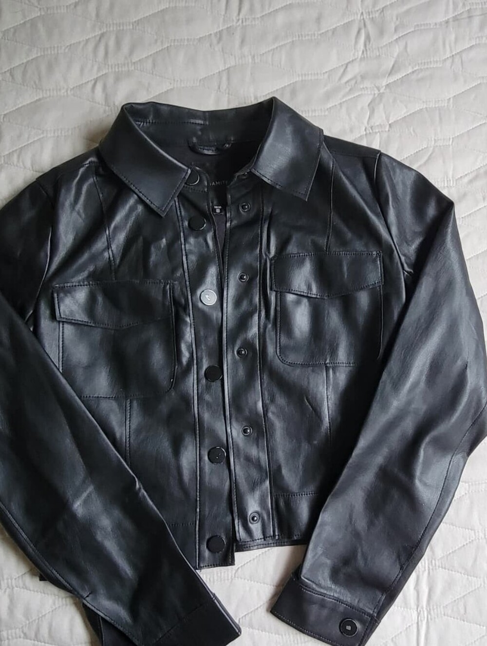 Men's Black Leather Button-Front Jacket Dynamite